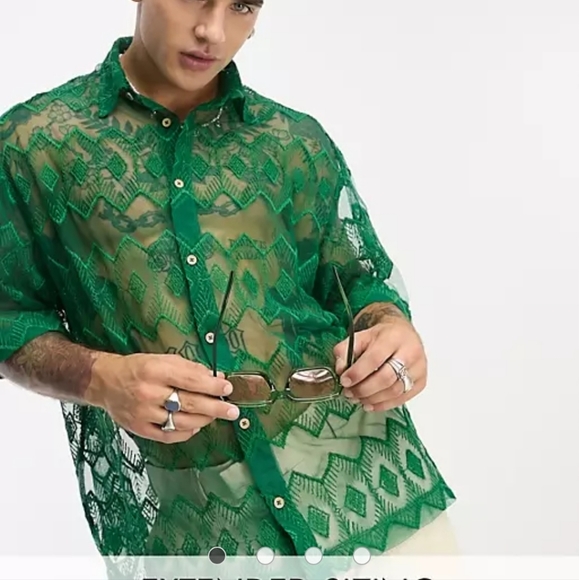 ASOS Shirts Asos Design Boxy Oversized Shirt With Embroidered Aztec